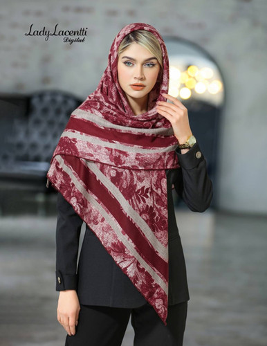 روسری قواره 140 نخی زرشکی