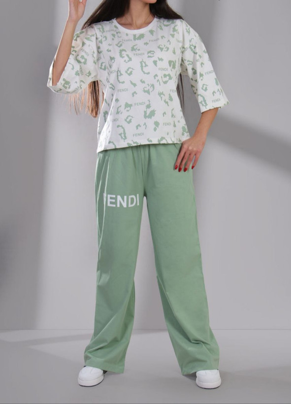 ست کراپ شلوار پلنگی FENDI