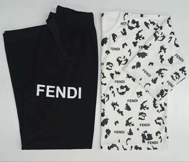ست کراپ شلوار پلنگی FENDI