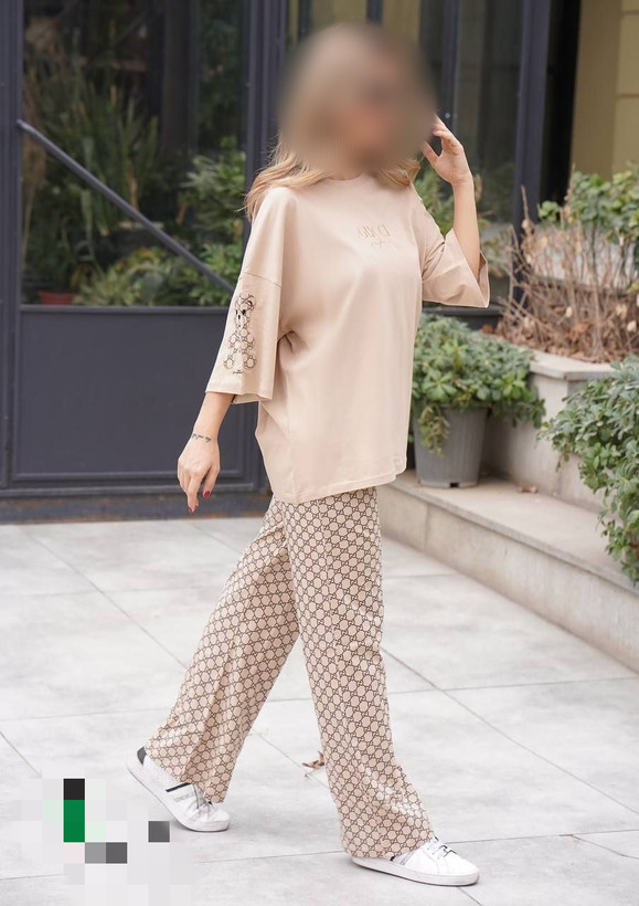 ست تیشرت شلوار زنانه آستین خرسی گوچی